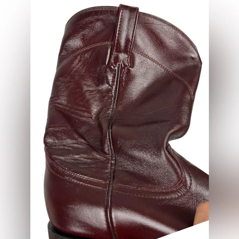 Cowtown Mens Size 7.5 D Brown Leather Smooth Soft Cowboy Boots Burgundy Vintage
